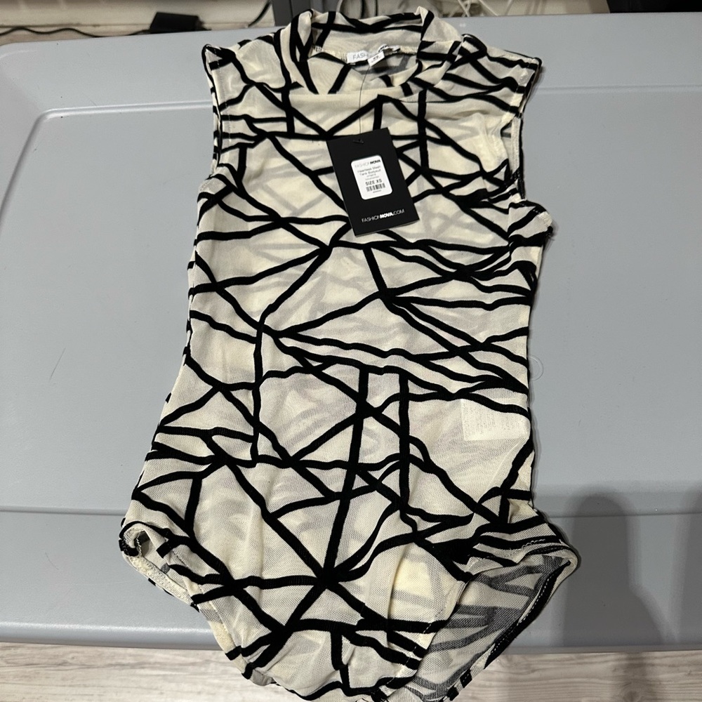 Fashion Nova Heartless Mesh Tank Bodysuit